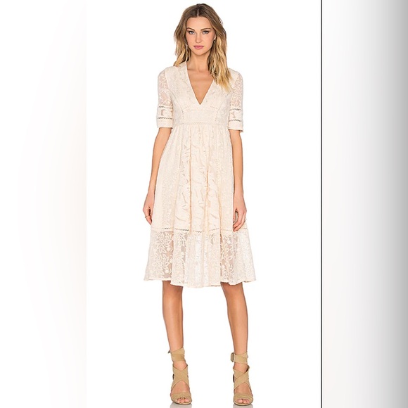 Free People Mountain Laurel Lace Dress in Almond sz 2 - Picture 1 of 9
